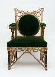 Fauteuil, 1785-90 körül (puhafa aranyozással és zöld bársony)